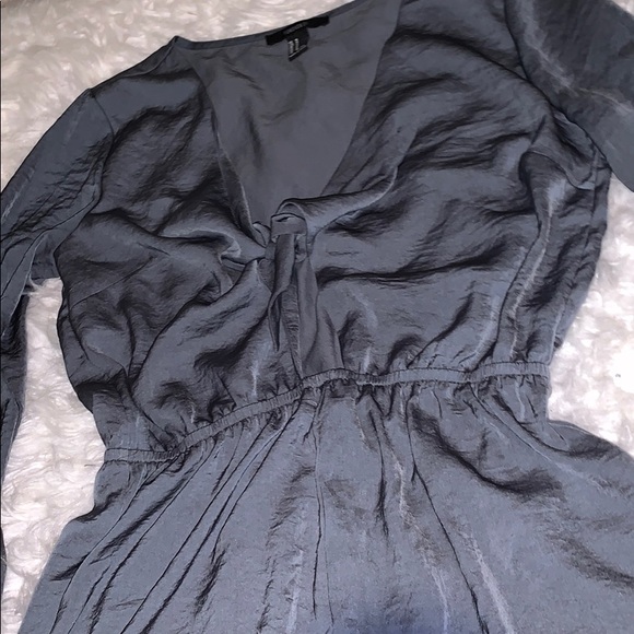 Gray Forever 21 Front Tie Romper - Picture 2 of 3